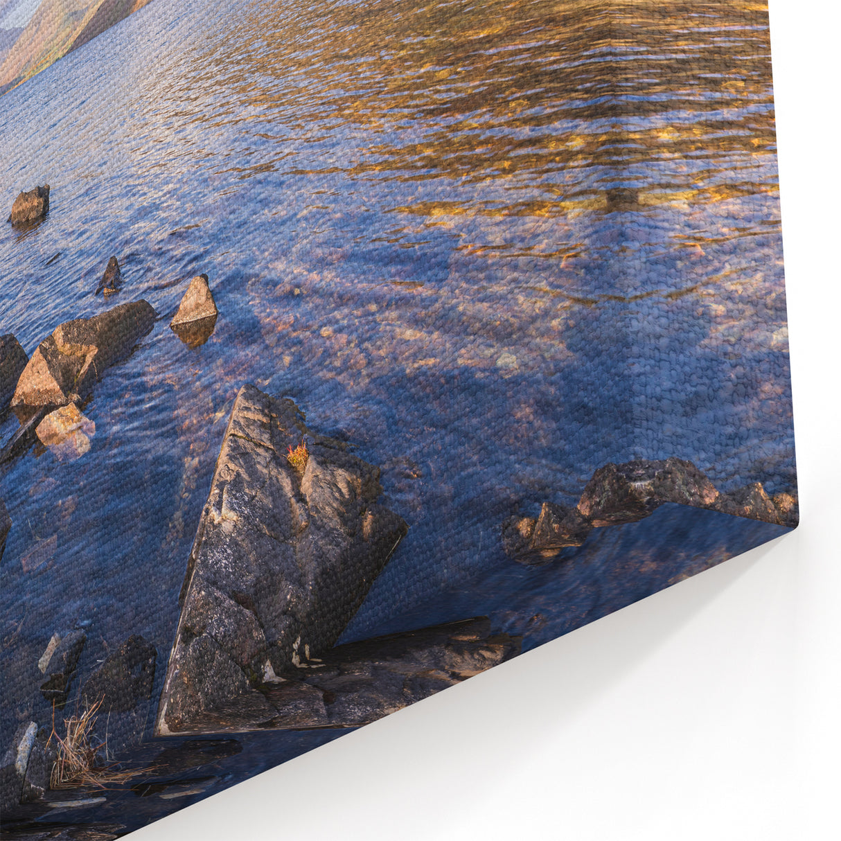 Cumbria Wall Art – Rocky Shoreline with Majestic Mountains in Lake District