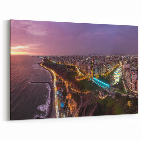 Lima Skyline at Dusk - Panoramic Peru Cityscape Art