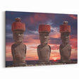 Framed Easter Island Photography - Moai Statues with Serene Sunset