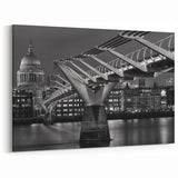 London Photography Art - St. Paul's Cathedral and Millennium Bridge at Night