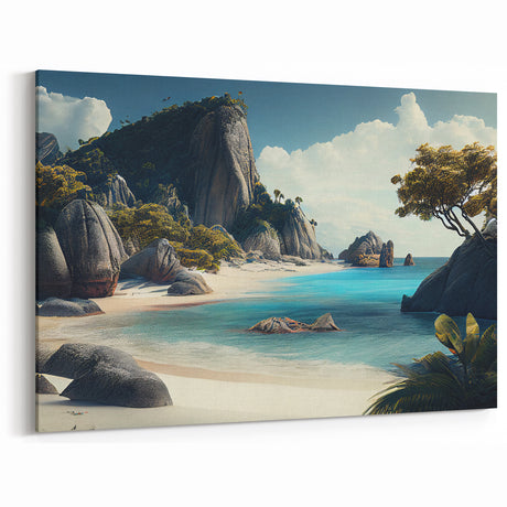 Fiji Landscape Artwork - Majestic Cliffs Beach View