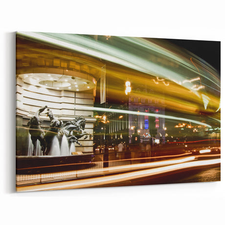London Street Scenes - Piccadilly Circus Canvas with Nighttime Energy