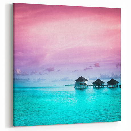 Vibrant Bora Bora Sunset Art - Overwater Bungalow Print