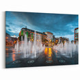 England Scenery Art - Piccadilly Circus Canvas of Fountain and Cityscape