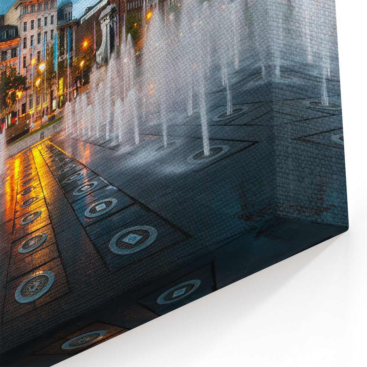 England Scenery Art - Piccadilly Circus Canvas of Fountain and Cityscape