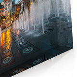 England Scenery Art - Piccadilly Circus Canvas of Fountain and Cityscape