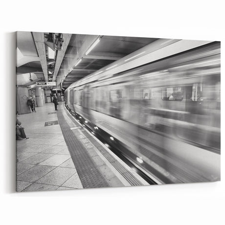 Piccadilly Circus Canvas - Black and White London Subway Motion Art
