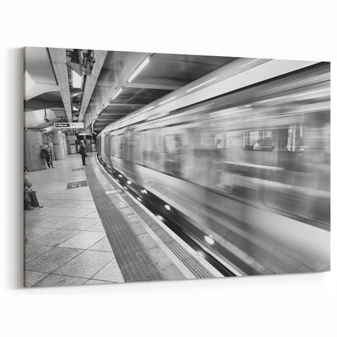 Piccadilly Circus Canvas - Black and White London Subway Motion Art
