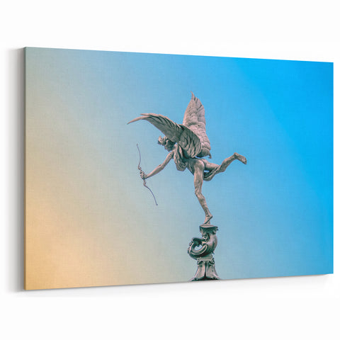Piccadilly Wall Art - Eros Statue with Blue and Yellow Sky Background