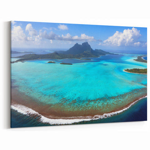 Panoramic Bora Bora Lagoon Canvas - Aerial Island Art