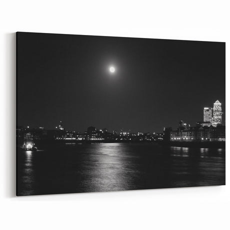 Thames River Wall Art - Moonlit London Skyline at Night