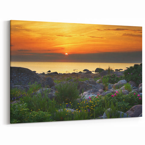 Baltic Sea Coastline Art – Sunset Over Rocky Shore Estonia