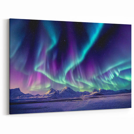 Alaskan Nature Photography - Aurora Borealis Over Snow-Capped Peaks