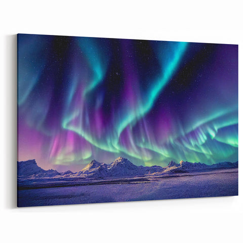 Alaskan Nature Photography - Aurora Borealis Over Snow-Capped Peaks