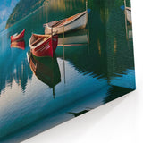 Scenic Alaska Prints - Canoes on a Serene Lake with Mountain Views