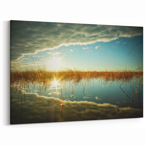Estonian Nature Photography - Sunlit Reflections on Coastal Marshland
