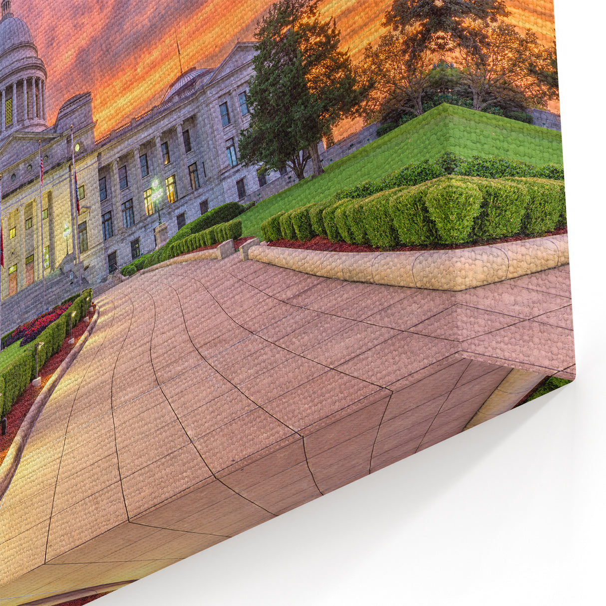 Arkansas State Posters - Sunset at Capitol Building Scenic Landscape Art