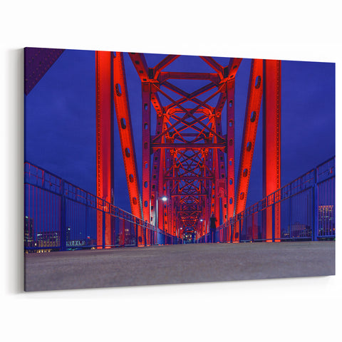 Little Rock Skyline Art - Red Bridge at Night Arkansas Scenic Print