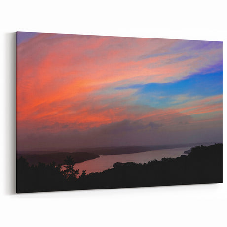 Arkansas Nature Photography - Vibrant Sunset Over Lake Scenic Wall Art