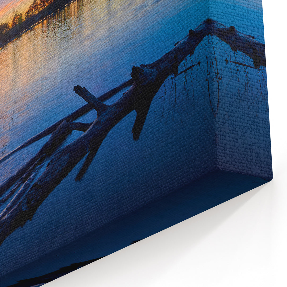 Scenic Arkansas Wall Art - Sunset Over Tranquil Lake with Tree Reflections