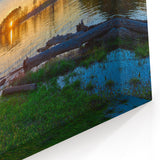 Arkansas Landscape Prints - Sunset Over Calm Lake with Tree Reflections Art