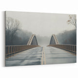 Arkansas Landscape Prints - Foggy Morning Bridge with Serene Forest View Art