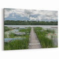 Scenic Estonia Prints – Lakeside Boardwalk with Boats and Lush Greenery