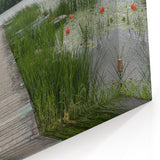 Scenic Estonia Prints – Lakeside Boardwalk with Boats and Lush Greenery