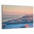 Estonian Landscape Art – Winter Coastline with Frosted Trees and Sunset