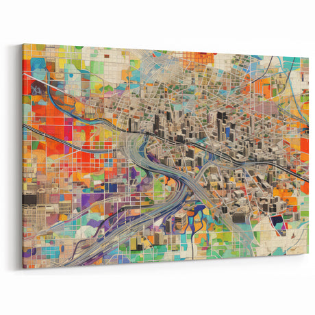 Abstract Phoenix Map Wall Art - Colorful Arizona Cityscape Print