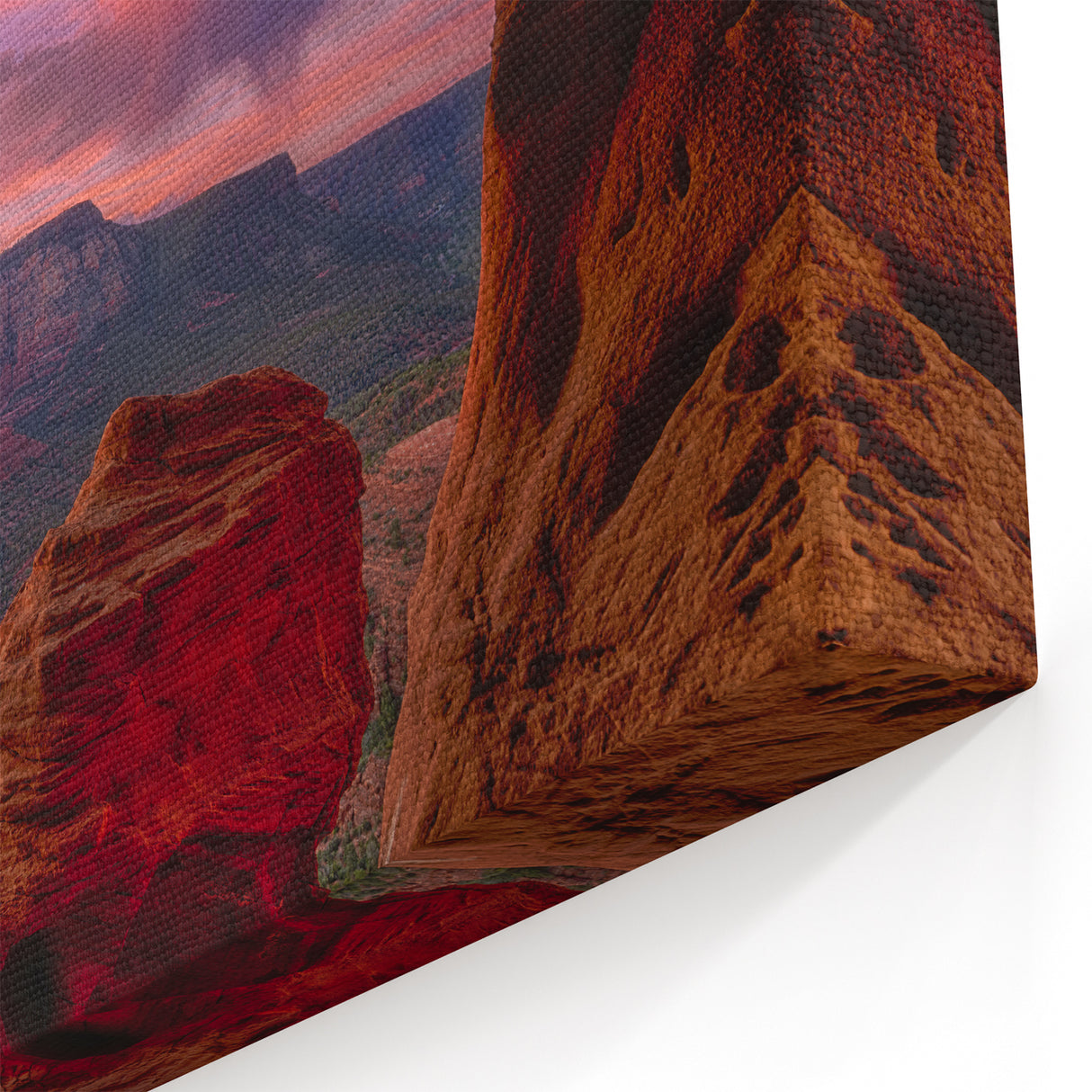 Sedona Canyon Art - Cave View of Arizona Red Rocks at Sunset Landscape Print