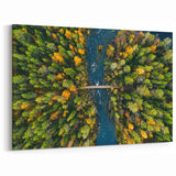 Europe Travel Poster - Aerial View of Finnish Forest and River Scenic Art