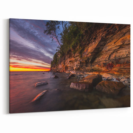 Scenic Finland Art - Sunset Over Cliffs and Coastline Nordic Nature Print