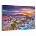 France Regional Art: Corsica - Vibrant Coastal Town at Sunset Scenic Print