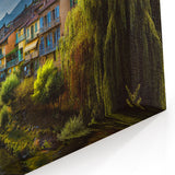 Chamonix Mont Blanc Art - French Village and River at Sunset Print