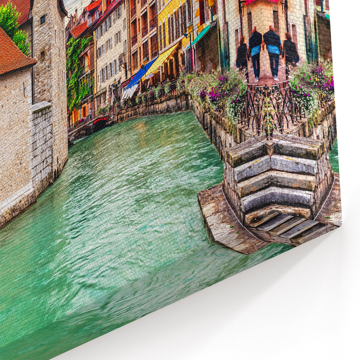 French Alps Canvas Prints - Charming French Canal and Historic Architecture