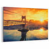 Lyon Cityscape Print - Scenic Sunset Over Rhône River Bridge Art