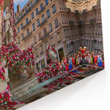 Lyon Cityscape Print - Flower-Adorned Fountain in Scenic French Square