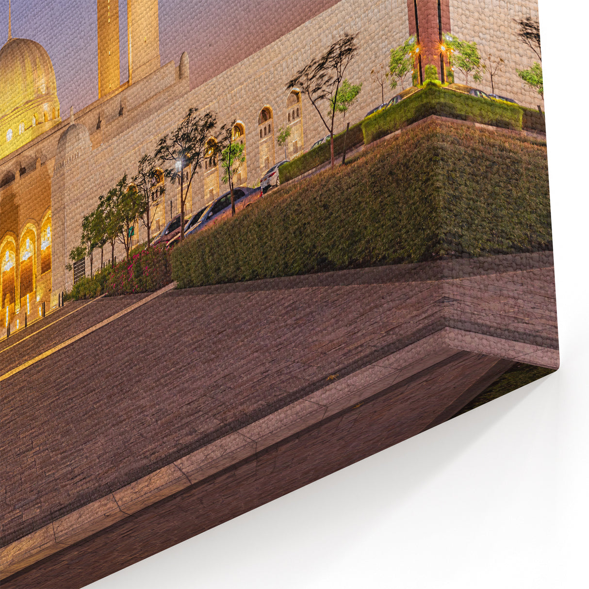Illuminated Mosque at Dusk Oman Wall Art – Majestic Middle Eastern Print