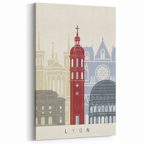 Lyon Wall Art – Modern Architectural Illustration of Lyon’s Landmarks