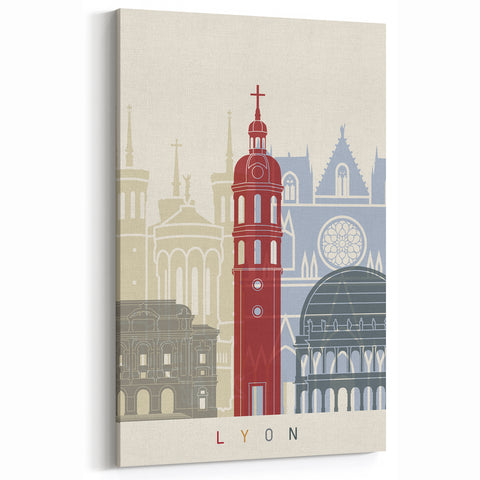 Lyon Wall Art – Modern Architectural Illustration of Lyon’s Landmarks