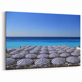 Nice France Wall Decor - Blue Beach Umbrellas and Mediterranean Sea