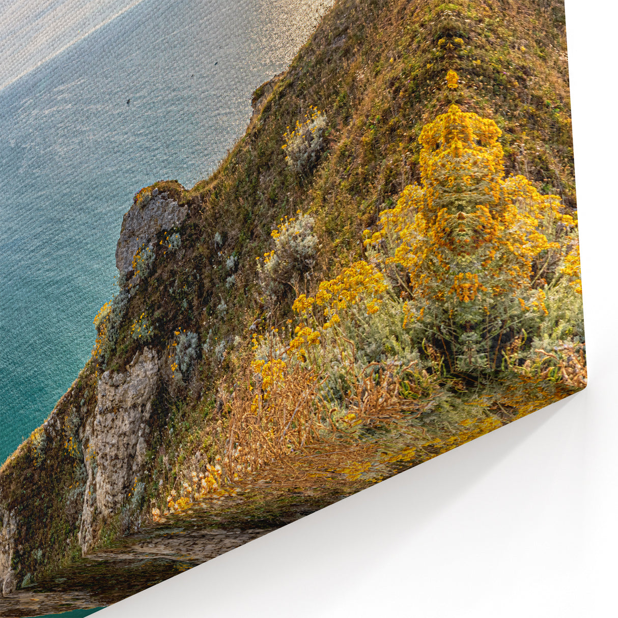 Normandy Landscape Paintings - Coastal Cliffside Canvas Art for Home