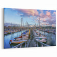 Normandy Canvas Art - Colorful French Marina at Sunset Wall Print
