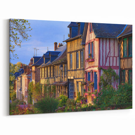 French Countryside Wall Decor - Colorful Normandy Village Canvas Art