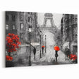 Eiffel Tower Art - Paris Cityscape with Red Umbrellas Wall Print