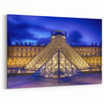 Paris Canvas Prints - Louvre Pyramid at Night with Stunning Blue Sky
