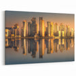 Golden Hour Doha Skyline - Reflective Cityscape Canvas Print