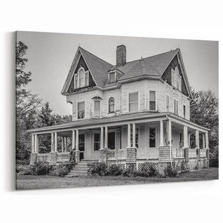 Vintage Black and White Historic House Photography - Connecticut Wall Art