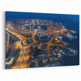 Doha Night Lights - Dynamic Urban Canvas Print